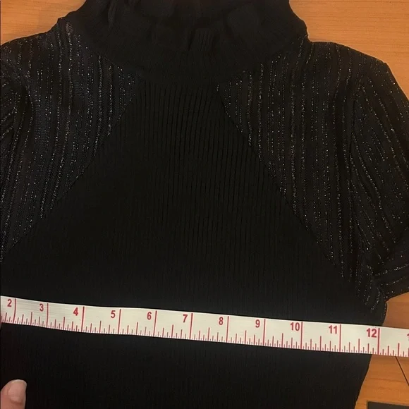 NWT Dylan Ryan Elegant Black Sheer Sleeve Dress - Picture 7 of 12